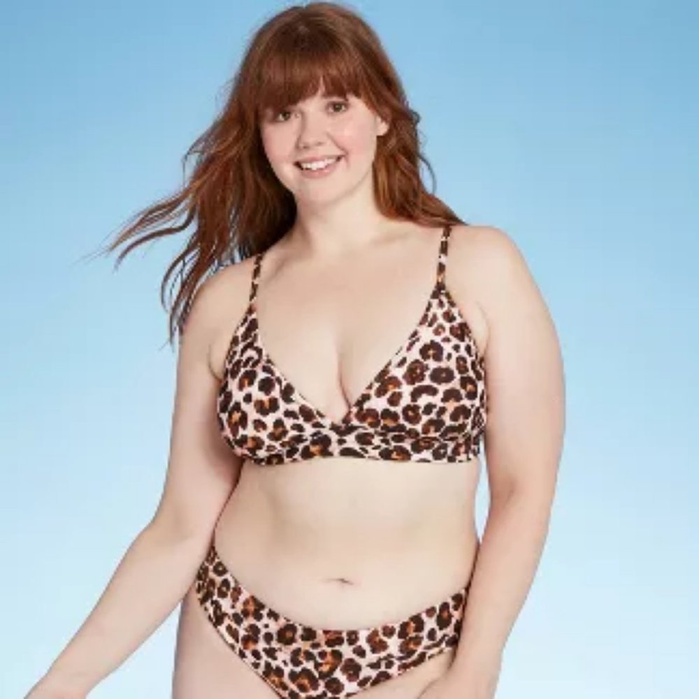 Kona Sol Women's Vibrant Animal Print Bikini Top~Large - Picture 2 of 4